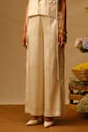 Aroka_Ivory Vegan Mashru Molly Pintuck Wide Leg Pant _Online_at_Aza_Fashions