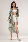 REENA SHARMA_Off White Viscose Crinkled Chiffon Printed Abstract Open Neck Advika Overlay _Online_at_Aza_Fashions