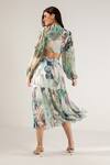 Shop_REENA SHARMA_Off White Viscose Crinkled Chiffon Printed Advika Crop Top And Tiered Skirt Set _at_Aza_Fashions