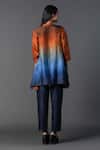 Shop_Clos_Blue Dupion Silk Print Ombre Mandarin Collar High-low Tunic With Pant_at_Aza_Fashions