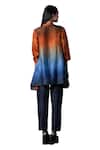 Buy_Clos_Blue Dupion Silk Print Ombre Mandarin Collar High-low Tunic With Pant_Online_at_Aza_Fashions