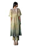 Clos_Green Dupion Silk Print Floral Round High-low Kurta With Pant _at_Aza_Fashions