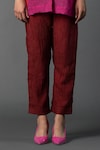 Buy_Clos_Maroon Shimmer Cupro Print Abstract Grandeur Contemporary Kurta And Pant Set_Online_at_Aza_Fashions