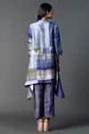Shop_Clos_Purple Dupion Silk Printed Abstract Mandarin Asymmetric Kurta With Pant_at_Aza_Fashions