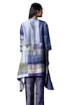 Buy_Clos_Purple Dupion Silk Printed Abstract Mandarin Asymmetric Kurta With Pant_Online_at_Aza_Fashions