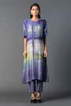 Buy_Clos_Purple Dupion Silk Printed Abstract Round A-line Kurta With Pant_at_Aza_Fashions