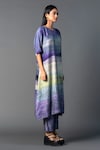 Clos_Purple Dupion Silk Printed Abstract Round A-line Kurta With Pant_Online_at_Aza_Fashions