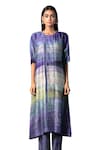 Buy_Clos_Purple Dupion Silk Printed Abstract Round A-line Kurta With Pant