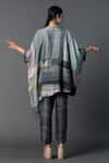 Shop_Clos_Grey Dupion Silk Printed Abstract V-neck Kaftan Tunic With Pant _at_Aza_Fashions