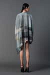 Shop_Clos_Grey Dupion Silk Printed Abstract V-neck Kaftan Dress_at_Aza_Fashions