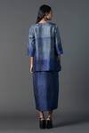 Shop_Clos_Blue Dupion Silk Printed Geometric Asymmetric Tulip-cut Dress With Crop Jacket_at_Aza_Fashions