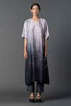 Buy_Clos_Grey Dupion Silk Printed Abstract Floral Round Ombre Kurta With Pant _at_Aza_Fashions