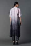 Shop_Clos_Grey Dupion Silk Printed Abstract Floral Round Ombre Kurta With Pant _at_Aza_Fashions