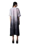 Shop_Clos_Grey Dupion Silk Printed Abstract Floral Round Ombre Dress _Online_at_Aza_Fashions