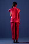Shop_Clos_Pink Dupion Silk Printed Abstract Geometrical Mandarin Kaftan Top With Pant_at_Aza_Fashions