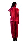 Buy_Clos_Pink Dupion Silk Printed Abstract Geometrical Mandarin Kaftan Top With Pant_Online_at_Aza_Fashions