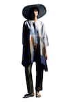 Buy_Clos_Blue Dupion Silk Printed Abstract Mandarin Kurta_Online_at_Aza_Fashions