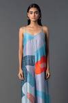 Buy_Clos_Blue Dupion Silk Printed Geometric Floral V-neck Jumpsuit_Online_at_Aza_Fashions