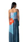 Shop_Clos_Blue Dupion Silk Printed Geometric Floral V-neck Jumpsuit_Online_at_Aza_Fashions