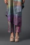 Shop_Clos_Grey Dupion Silk Printed Abstract Lapel Asymmetric Kurta With Pant _Online_at_Aza_Fashions