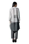 Buy_Clos_Silver Dupion Silk Print Floral Collar Assymetric Patchwork Shirt Tunic_Online_at_Aza_Fashions