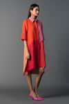 Clos_Multi Color Shimmer Cupro Print Block Straight Shirt Kurta With Satin Top_Online_at_Aza_Fashions