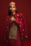 Buy_Masaba_Red Heavy Crepe Embellished Gold Plated Mascots The Crimson All Star Jacket _at_Aza_Fashions