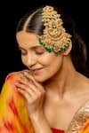 Shop_SHLOK JEWELS_Multi Color Semi Precious Stone Half Crescent Carved Cutwork Passa _at_Aza_Fashions