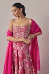 Shop_wildflower by krishna_Pink Pure Crepe Print Floral Deep Round Neck And Embellished Anarkali Set _Online_at_Aza_Fashions