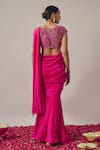 Shop_wildflower by krishna_Pink Pure  Lining Butter Solid Pre-draped Lehenga Saree With Blouse _at_Aza_Fashions