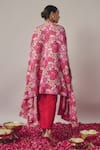 Shop_wildflower by krishna_Pink Pure  Lining Butter Print And Embroidered Cape Draped Skirt Set _at_Aza_Fashions