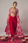 Buy_wildflower by krishna_Pink Pure  Lining Butter Bloom And Embroidered Cape Draped Skirt Set _at_Aza_Fashions