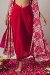 wildflower by krishna_Pink Pure  Lining Butter Bloom And Embroidered Cape Draped Skirt Set _Online_at_Aza_Fashions