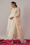 Buy_wildflower by krishna_Ivory Georgette Embroidery Tikki Halter Persian Bloom And Salli Anarkali Set _at_Aza_Fashions