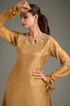 Buy_Label Deepshika Agarwal_Beige Tissue, Silk, Organza Tassels, Embroidery, Zari Round Kurta Sharara Set _Online_at_Aza_Fashions