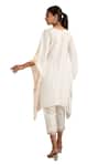 Label Deepshika Agarwal_White Couture Silk Hand Embroidered Floral Round Placed Patch Kaftan And Pant Set _at_Aza_Fashions