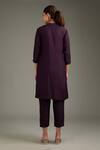 Shop_Label Deepshika Agarwal_Wine Cotton, Silk Embroidery Bandeau Neck Hand Kurta With Pant _at_Aza_Fashions