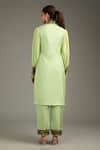 Shop_Label Deepshika Agarwal_Green Silk Embroidery, Cut Work Collared Kurta And Pant Set _at_Aza_Fashions