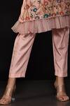 Label Deepshika Agarwal_Peach Silk, Organza Embroidery Round Neck Birds Kurta With Pant _at_Aza_Fashions