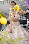 Label Deepshika Agarwal_Pink Couture Silk Embroidered Dabka Leaf Bridal Lehenga Set _at_Aza_Fashions