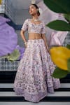 Shop_Label Deepshika Agarwal_Pink Couture Silk Embroidered Sequin Leaf Double Layered Bridal Lehenga Set 