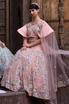 Label Deepshika Agarwal_Pink Couture Silk Embroidery Thread Glass Neck Florence Lehenga Set _Online_at_Aza_Fashions