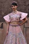 Shop_Label Deepshika Agarwal_Pink Couture Silk Embroidery Thread Glass Neck Florence Lehenga Set _Online_at_Aza_Fashions