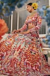 Shop_Label Deepshika Agarwal_Orange Couture Silk Embroidery Lake Mosaic Queen Anne Neck Lehenga Set_Online_at_Aza_Fashions