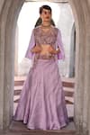 Buy_Label Deepshika Agarwal_Purple Couture Linen Silk Lining Taffeta Embroidery Ambrosia Round Lehenga Set _at_Aza_Fashions