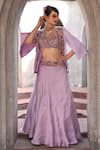 Shop_Label Deepshika Agarwal_Purple Couture Linen Silk Lining Taffeta Embroidery Ambrosia Round Lehenga Set _at_Aza_Fashions