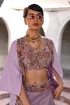 Buy_Label Deepshika Agarwal_Purple Couture Linen Silk Lining Taffeta Embroidery Ambrosia Round Lehenga Set _Online_at_Aza_Fashions