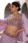 Shop_Label Deepshika Agarwal_Purple Couture Linen Silk Lining Taffeta Embroidery Ambrosia Round Lehenga Set _Online_at_Aza_Fashions