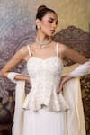 Shop_RAJ ARORA_Ivory Georgette Embroidered Poth Sweetheart Peplum Top Skirt Set_Online_at_Aza_Fashions