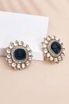 Shop_Nazaakat By Samara Singh_Blue Diamonds, Stones Embellished Stud Earrings _at_Aza_Fashions